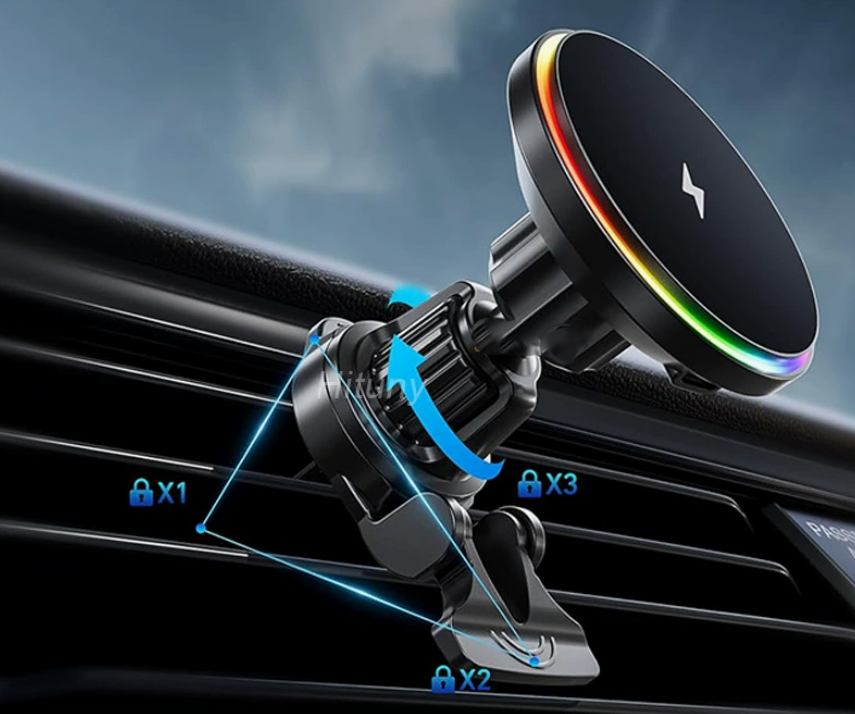 Magnetic RGB Car Phone Mount Charger